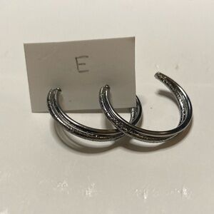 *BOGO FREE* Silver hoops with a ridge of sparkle